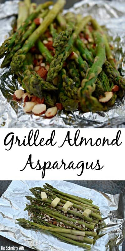 Pinterest Pin for Grilled Almond Asparagus in a foil pack