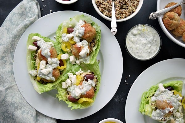 Greek Turkey Meatball Lettuce Wraps