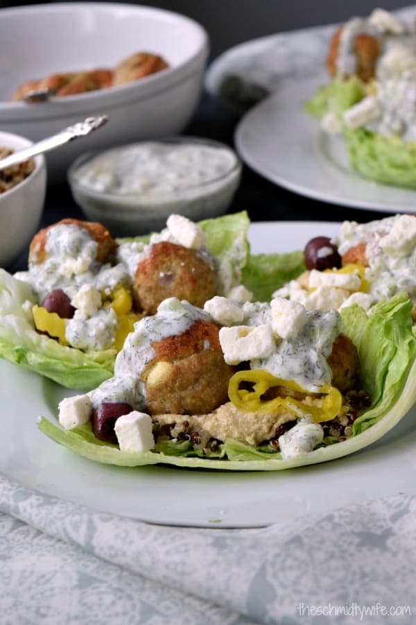 Greek Turkey Meatball Lettuce Wraps