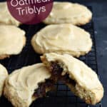 grandma's oatmeal tribly cookie on a wire cooling rack