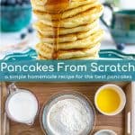 ingredient picture and picture of a stack of pancakes