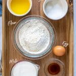 labeled ingredients needed to make pancakes from scratch