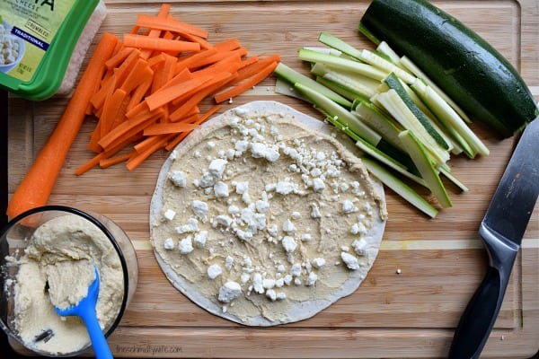 Hummus Quesadillas with Feta and Vegetables