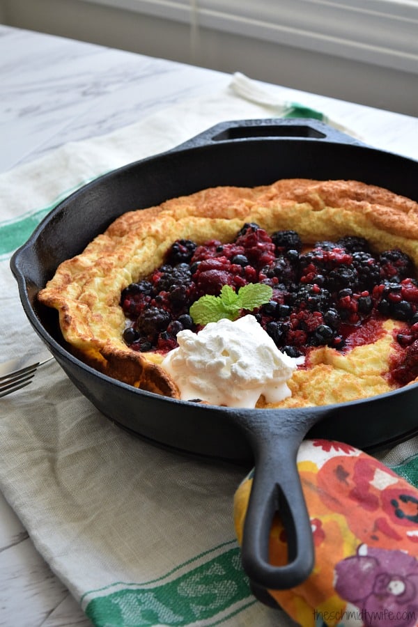 Lemon Dutch Baby with Berry Compote and Whipped Cream