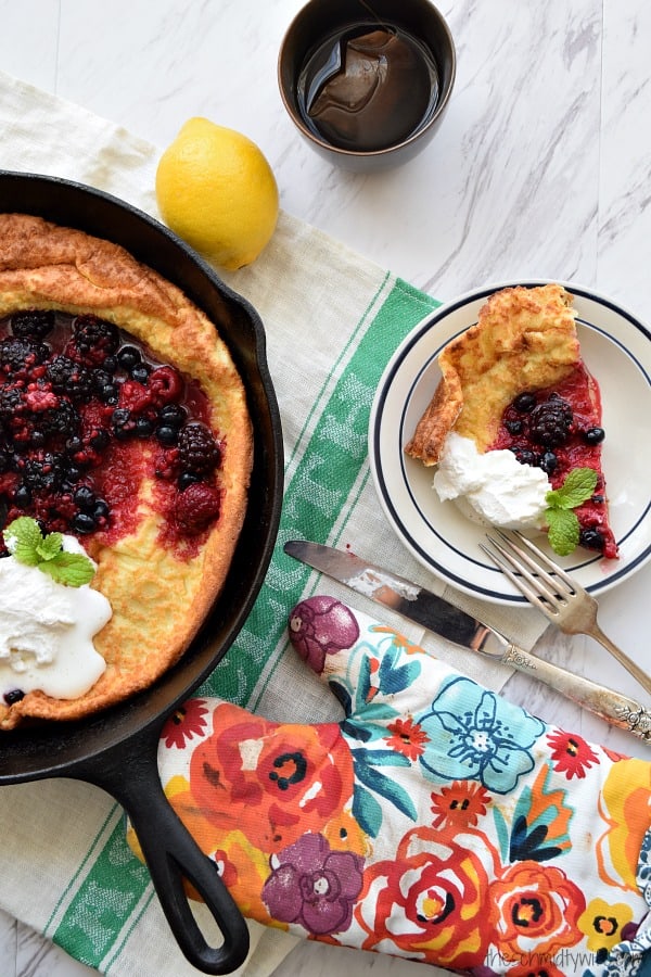 Lemon Dutch Baby with Berry Compote and Whipped Cream