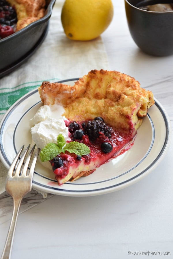 Lemon Dutch Baby with Berry Compote and Whipped Cream
