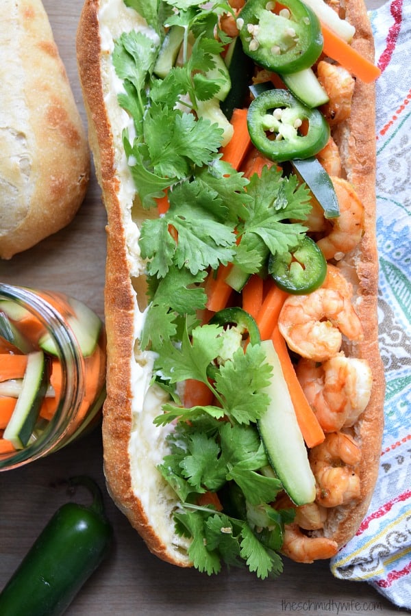 Shrimp Banh Mi with Quick Pickled Vegetables