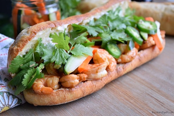 Shrimp Banh Mi with Quick Pickled Vegetables
