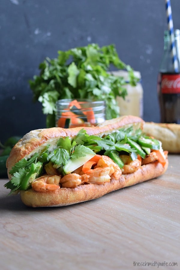 Shrimp Banh Mi with Quick Pickled Vegetables