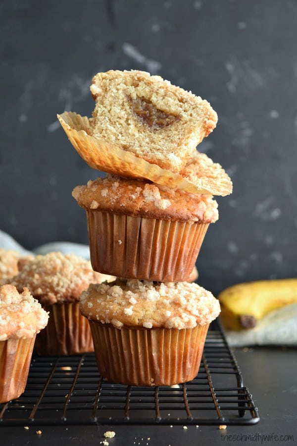 Banana Foster Filled Banana Muffins