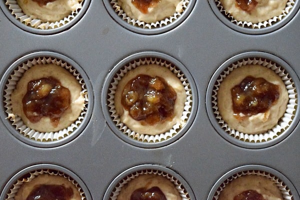 Banana Foster Filled Banana Muffins