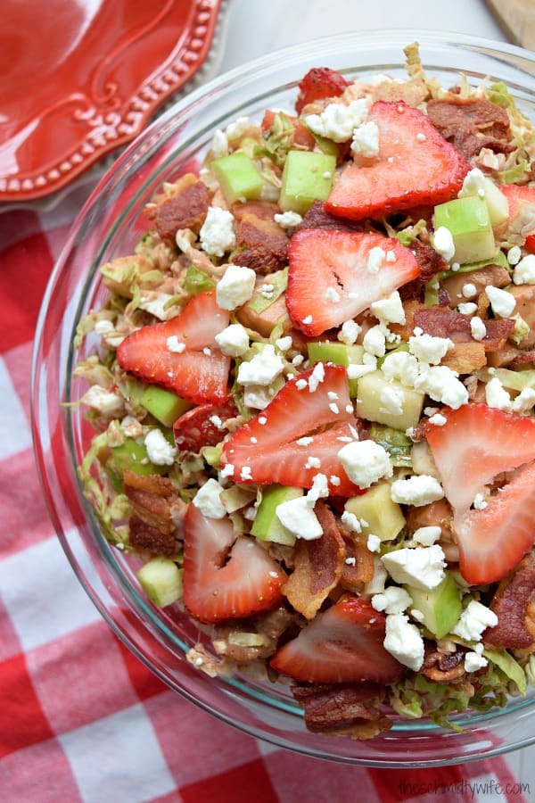 Shaved Brussel Sprout Salad with Strawberries