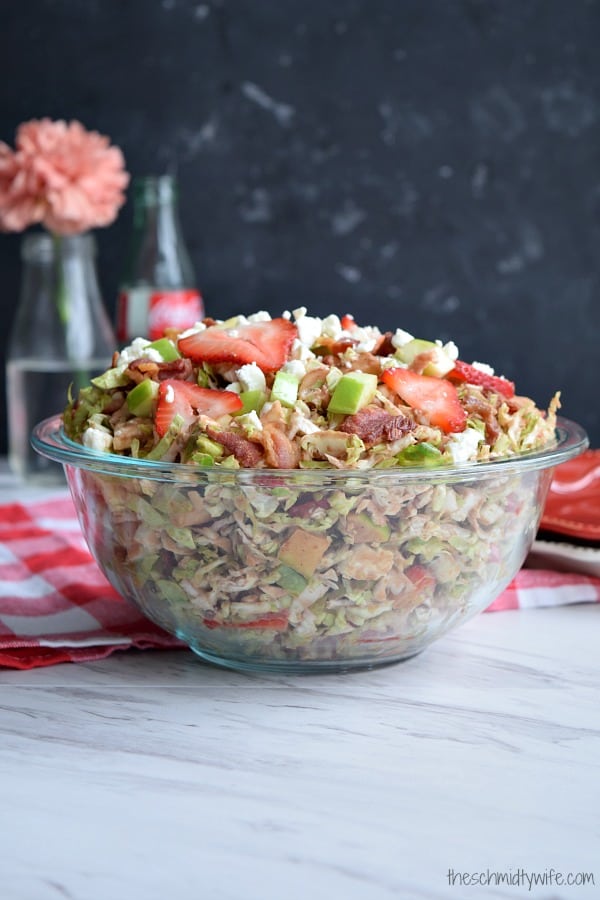 Shaved Brussel Sprout Salad with Strawberries