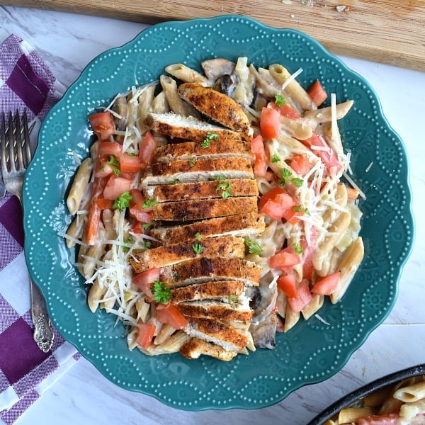 plate with Healthier Cajun Chicken Pasta