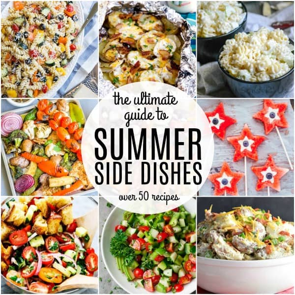 Summer Side Dishes collage showing numerous different side dishes.