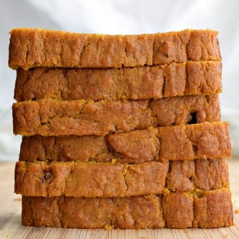 Pumpkin Bread slice in and stacked