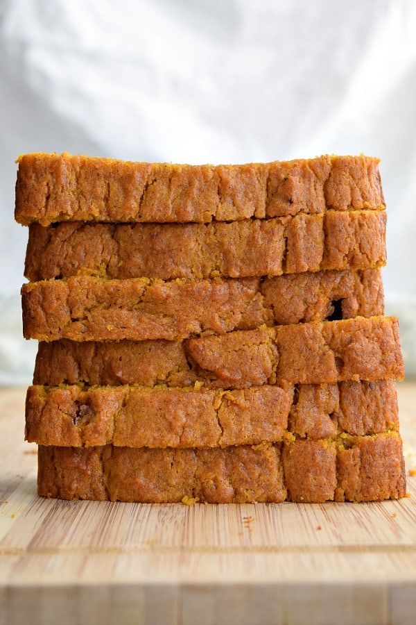 Pumpkin Bread slice in and stacked