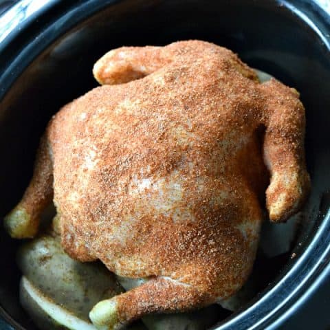 Crockpot Rotisserie Chicken ready to be cooked