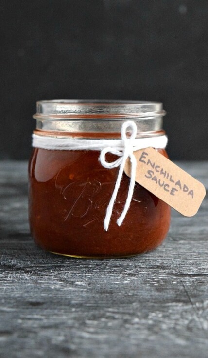 front view of enchilada sauce in jar
