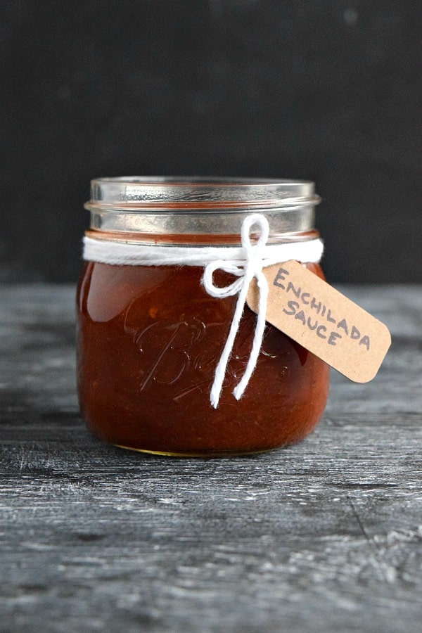 front view of enchilada sauce in jar