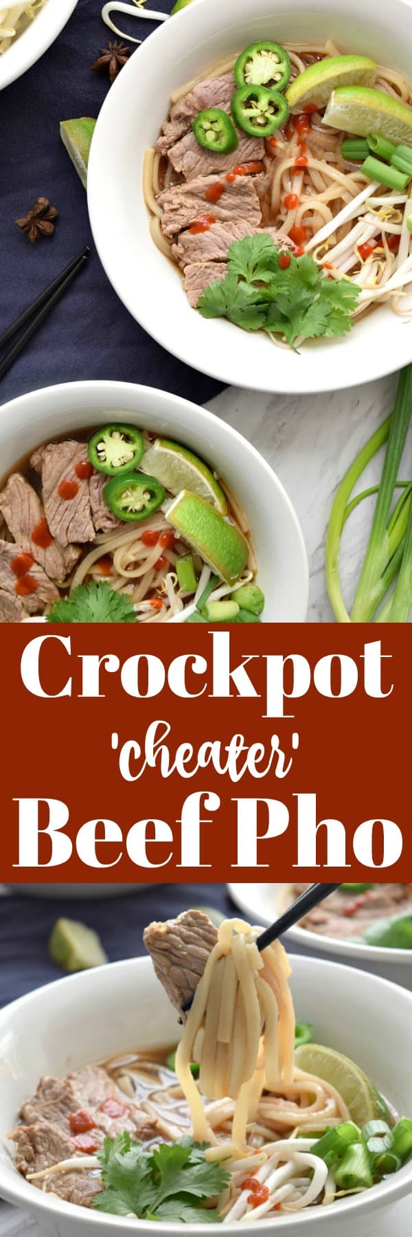 Crockpot 'Cheater' Beef Pho Pinterest Pin #crockpot #pho #soup
