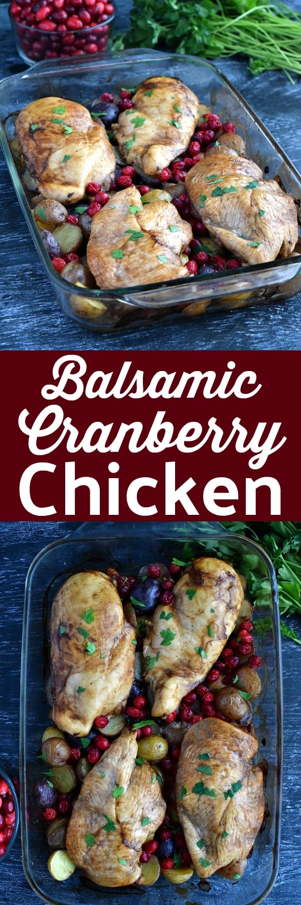 Balsamic Cranberry Chicken Pinterest Pin #chicken #cranberry #dinnerideas