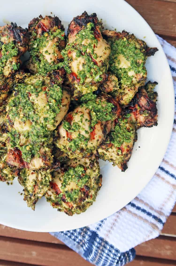 Grilled Chicken Thighs with Chimichurri Sauce