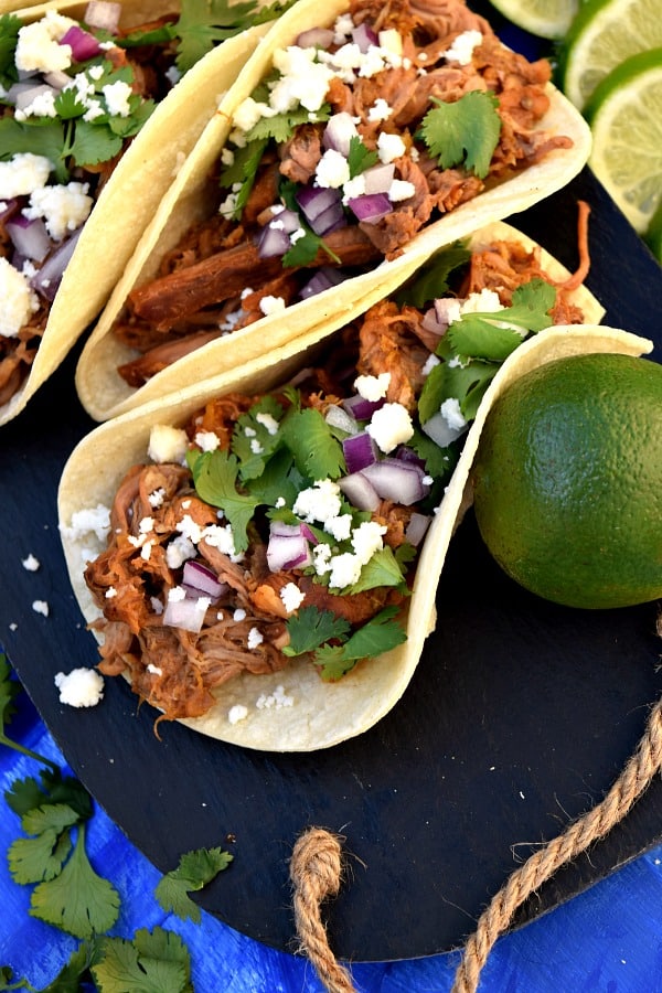 A Slow Cooker Chipotle Pineapple Carnitas sitting on a plate