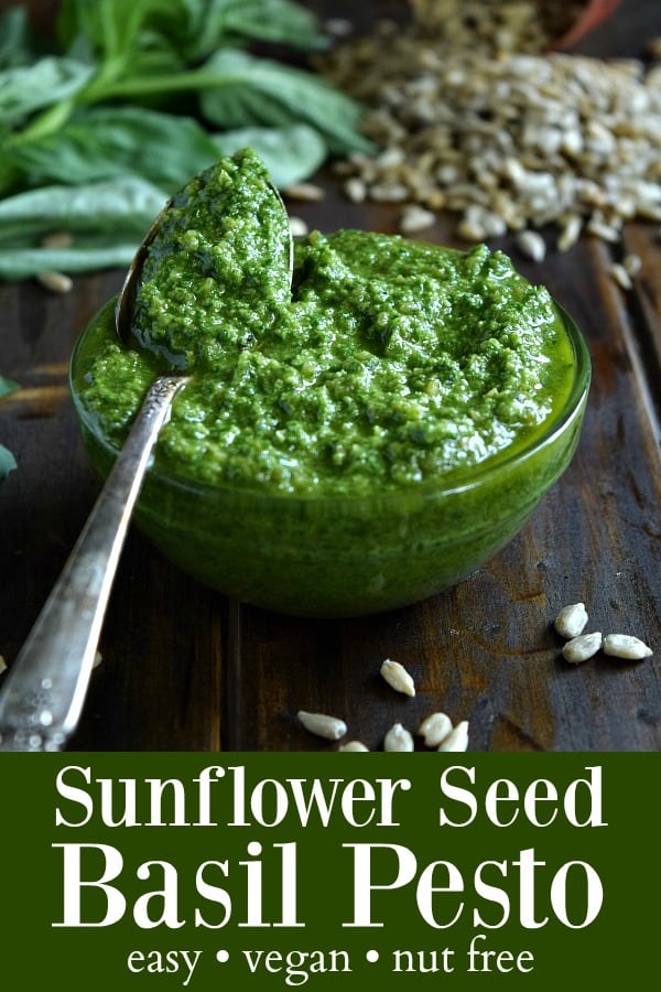 Sunflower Seed Basil Pesto - easy, nut free, & vegan
