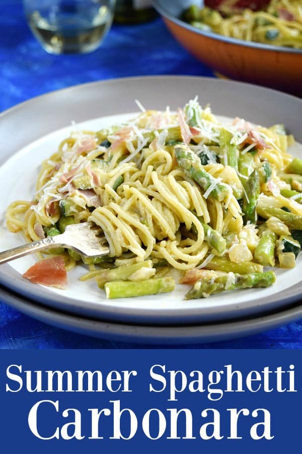 Summer Spaghetti Carbonara - a veggie filled summer version of this classic pasta dish