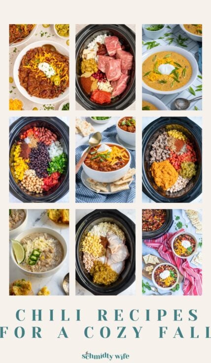 Chili photos in a collage.