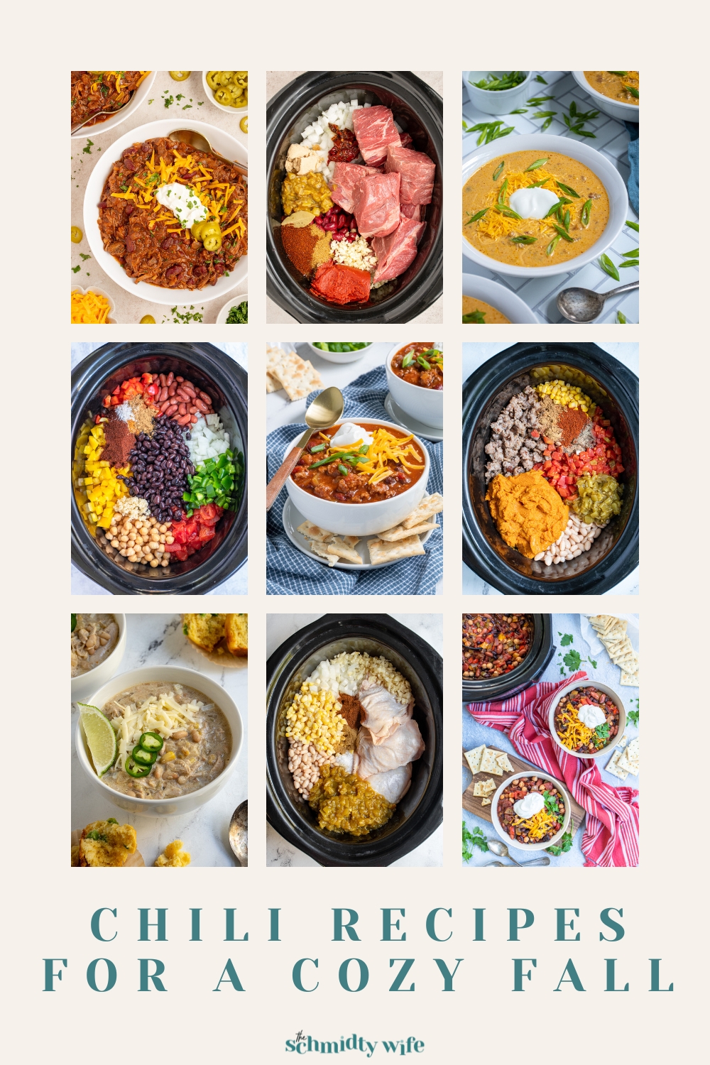 Chili photos in a collage.