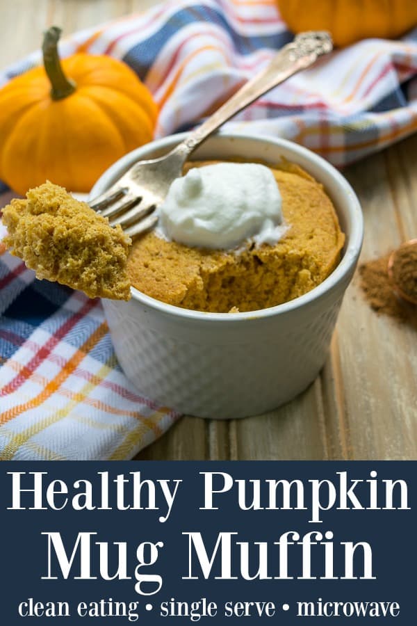 Healthy Pumpkin Mug Muffin (single serve) - this microwavable clean eating muffin is ready to eat in 5 minutes