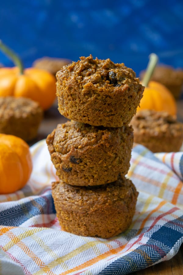 A stack of pumpkin bran muffins