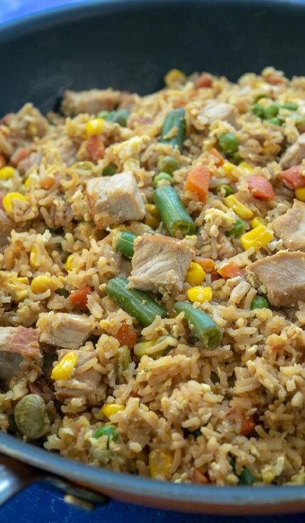 Quick Easy Pork Fried Rice is cooked in one skillet and ready to eat in 30 minutes
