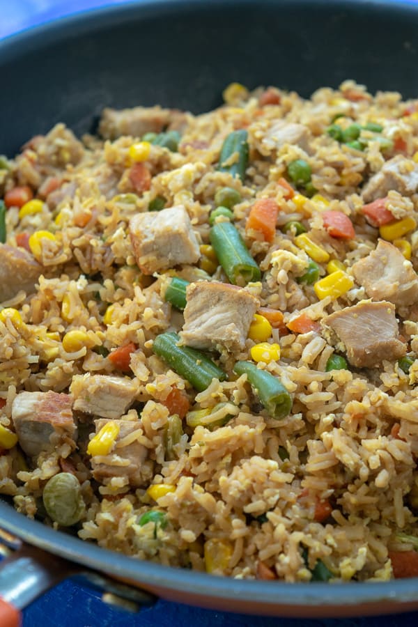 Quick Easy Pork Fried Rice is cooked in one skillet and ready to eat in 30 minutes