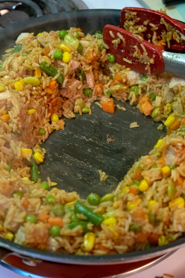 Making a hole for the eggs to scramble