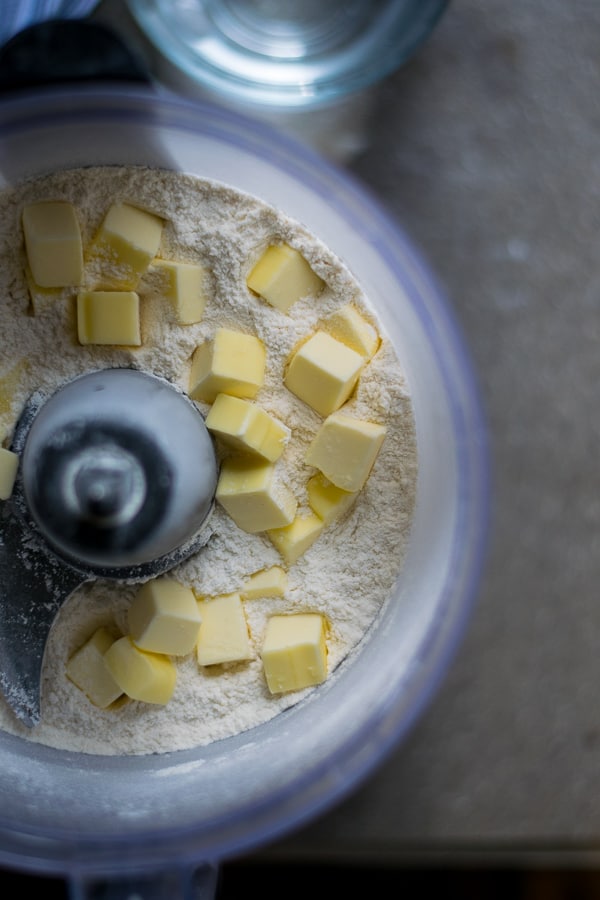 Step 2 in food processor, adding cubes of butter