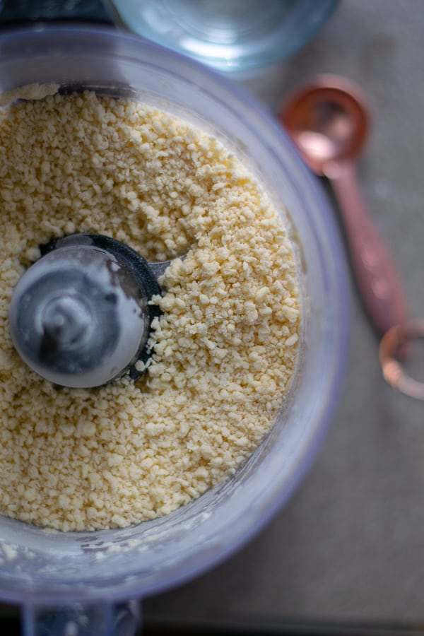 step 4, adding water to dough crumbs