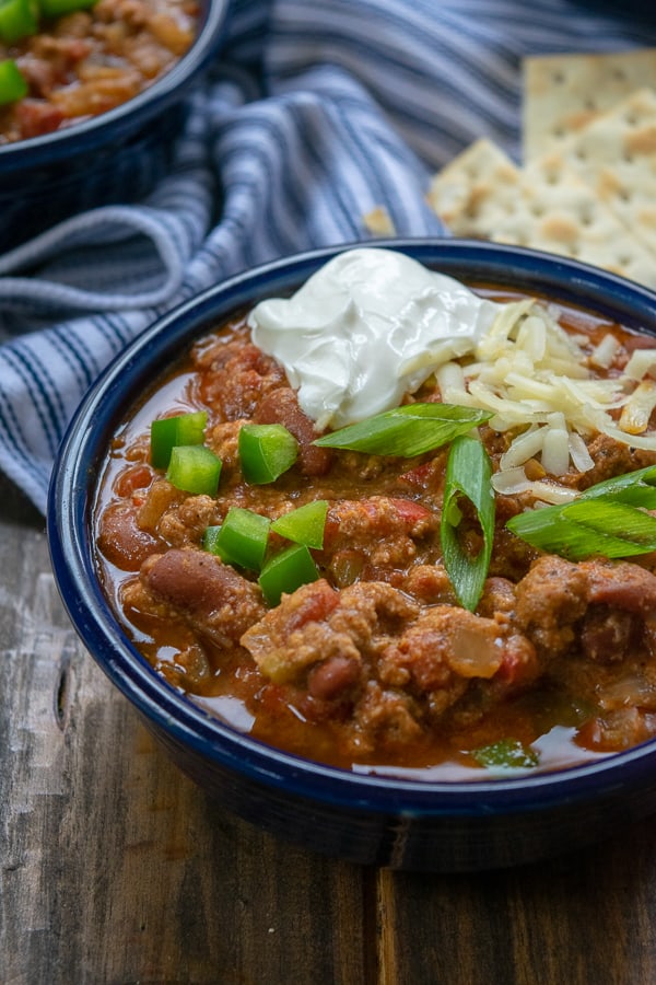 bowl of secret ingredient turkey chili