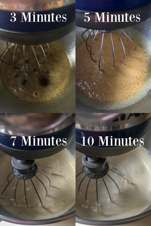 mixing the marshmallows at 3, 5, 7, and 10 minutes, the marshmallows get fluffier and lighter 