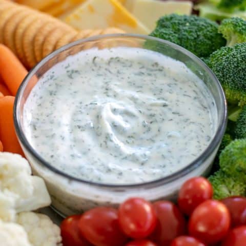 a bowl of healthy yogurt ranch dip
