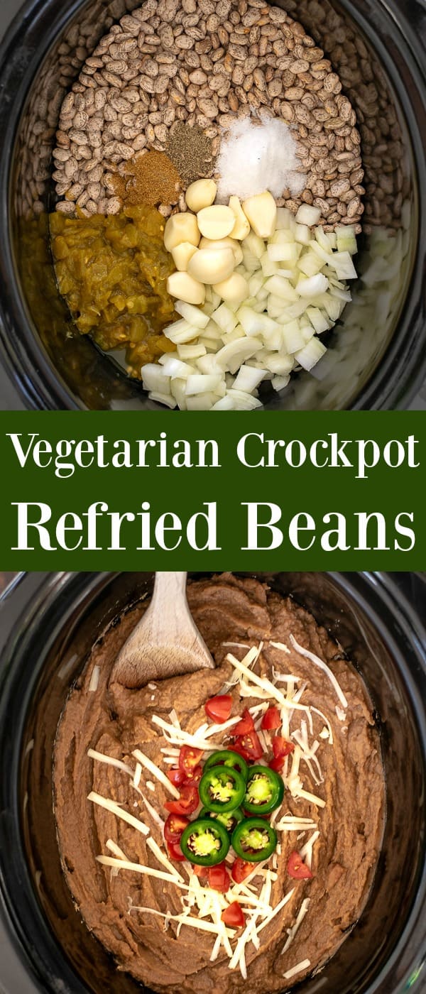 Easy Vegetarian Crockpot Refried Beans - a simple alternative to canned plus it tastes better than a restaurant
