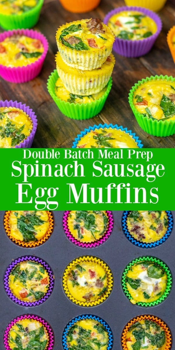 Double Batch Meal Prep Spinach Sausage Egg Muffins - perfect for the whole family
