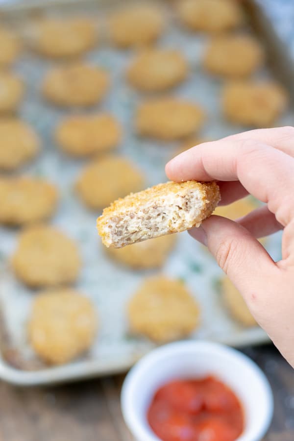 Inside of a Sneaky Quinoa Baked Chicken Nugget