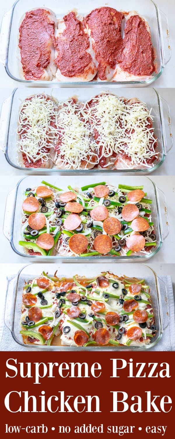 Supreme Pizza Chicken Bake Recipe Low Carb -Step by Step, an super easy and delish weeknight dinner