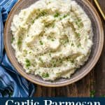 Garlic Parmesan Mashed Cauliflower - a great low-carb side dish