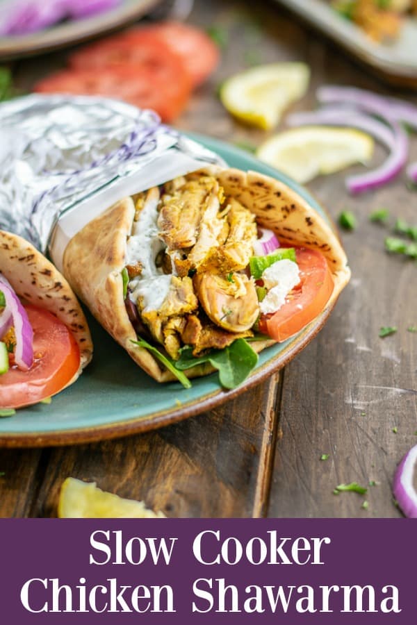 A Slow Cooker Chicken Shawarma Pita a perfect weeknight dinner | Slow Cooker Chicken Shawarma | Easy Chicken Shawarma Slow Cooker | Slow Cooker Chicken Shawarma Recipe | Chicken Shawarma in Slow Cooker | Slow Cooker Yogurt Chicken Shawarma