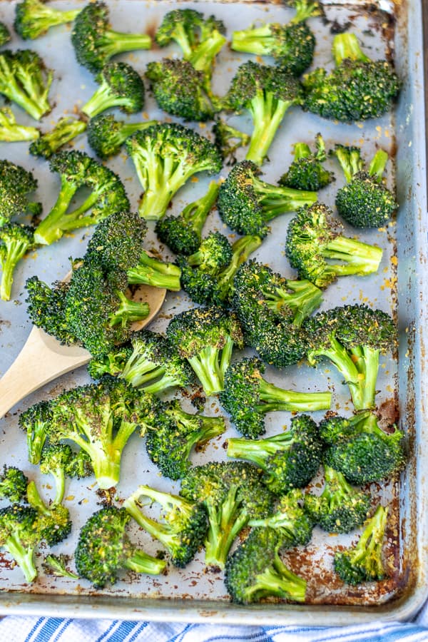 Green Healthy Roasted Broccoli on a Sheet Pan