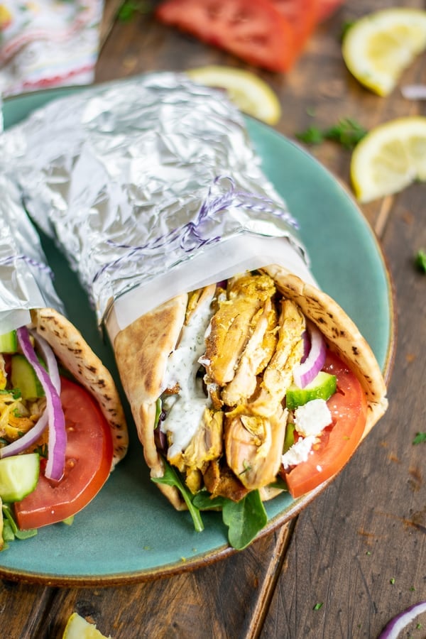 pita wrapped chicken shawarma